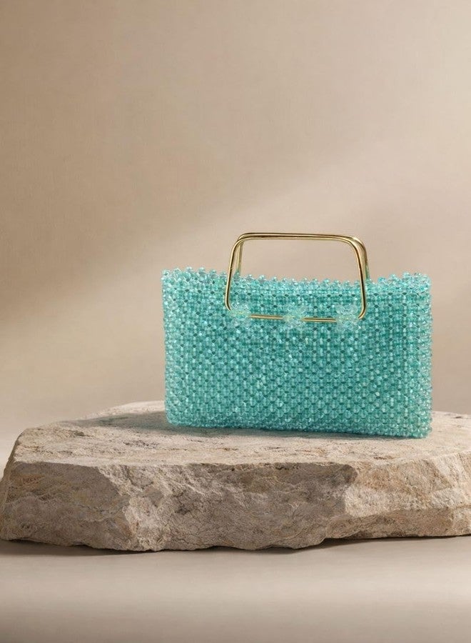 ERITIN Handmade Beaded Handbag for Women & Girls - Premium Crystal Bead Party Clutch Bag with Metal Handle - Stylish Wedding & Festive Shoulder Hand Purse - Image 2